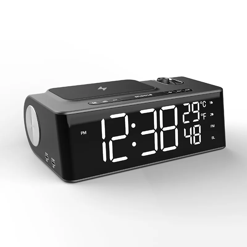 Carregamento sem fio de rádio relógio digital